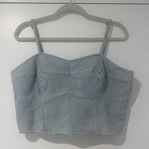 Universal Thread Corset Crop Denim Stripe Tank - XL